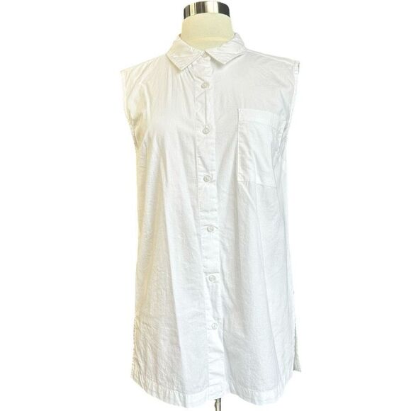 Japna Sleevless Collared Button Down Cotton Blouse - Picture 1 of 8